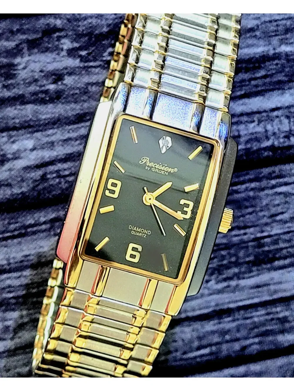 Gruen‎ Precision Diamond Steel Curvex Mens Tank Dress Watch